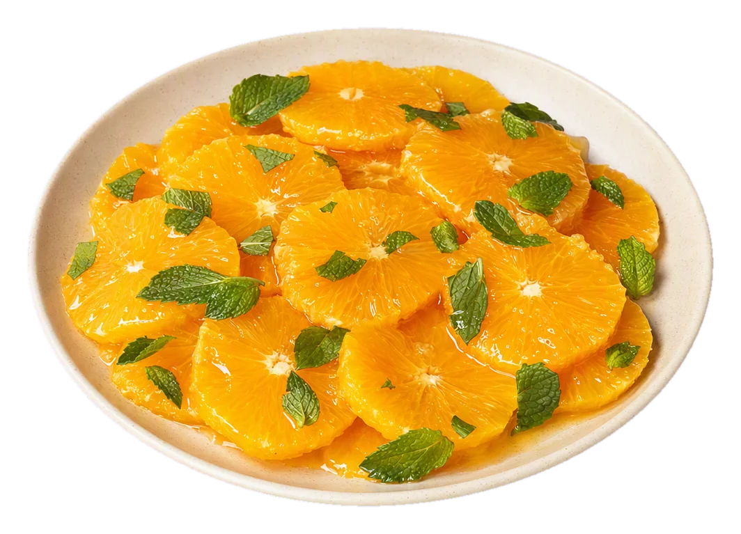 Fresh Orange Slices with Honey and Mint