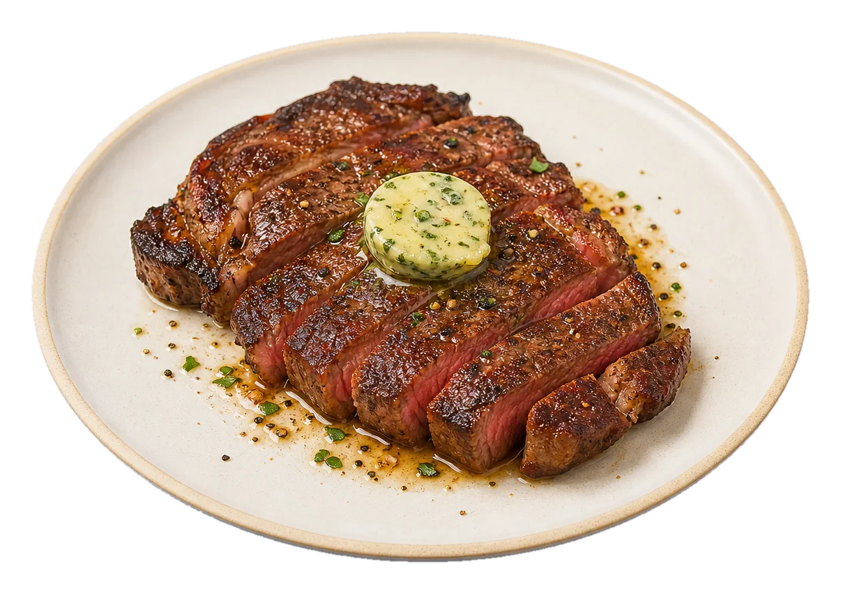 Air Fryer Steak with Herb Butter