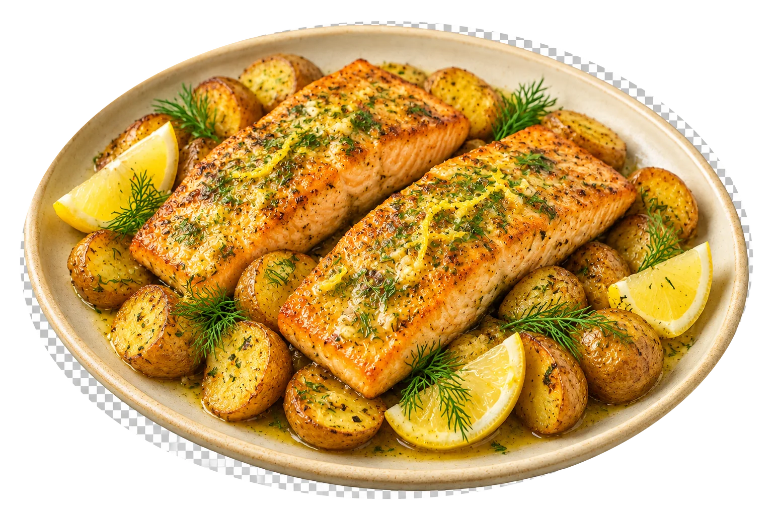 Air Fryer Lemon-Dill Salmon with Baby Potatoes