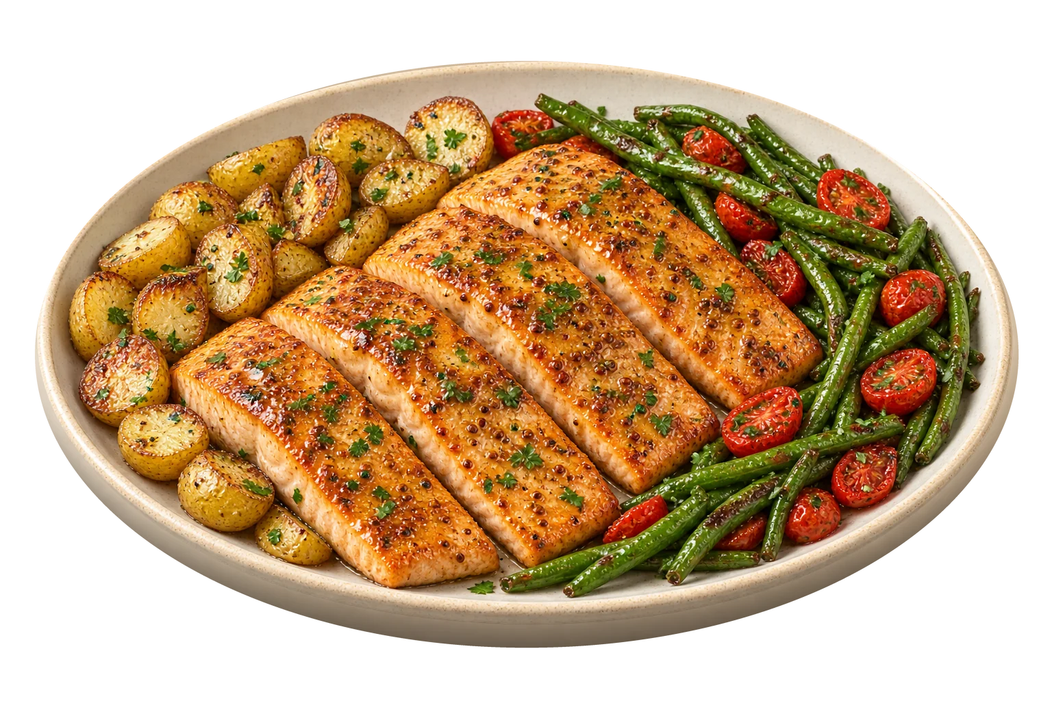 Maple-Dijon Sheet-Pan Salmon and Green Beans