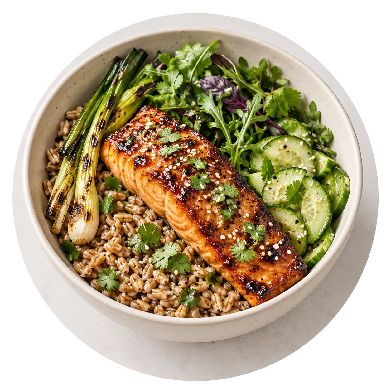 Miso Salmon and Farro Bowls