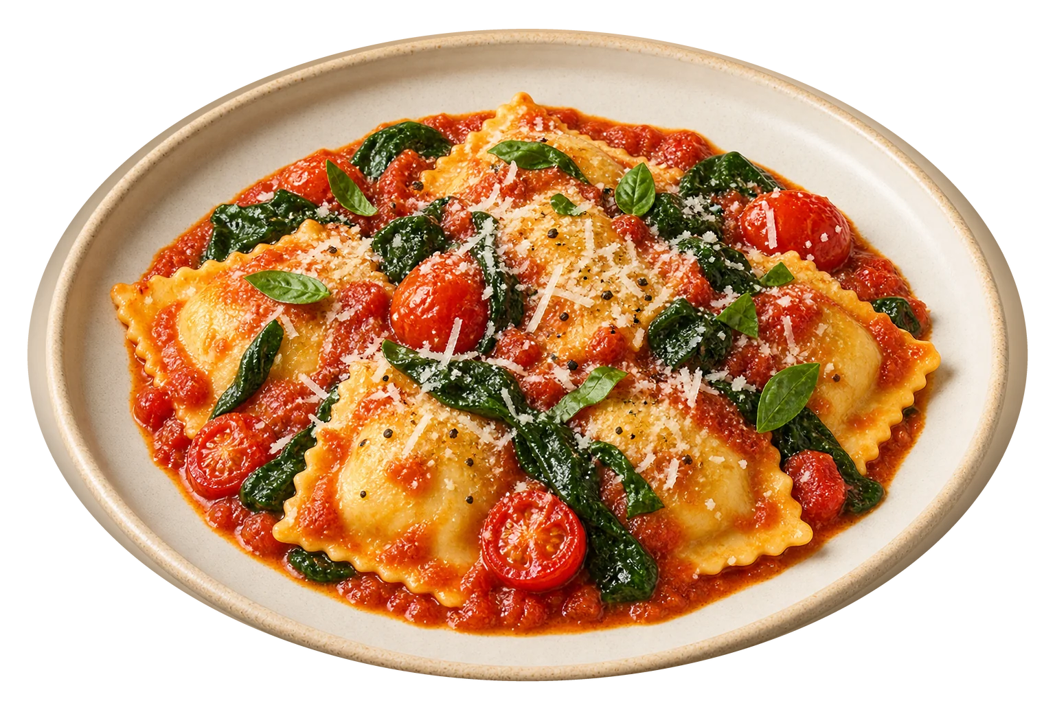 One-Pan Ravioli with Spinach and Tomatoes