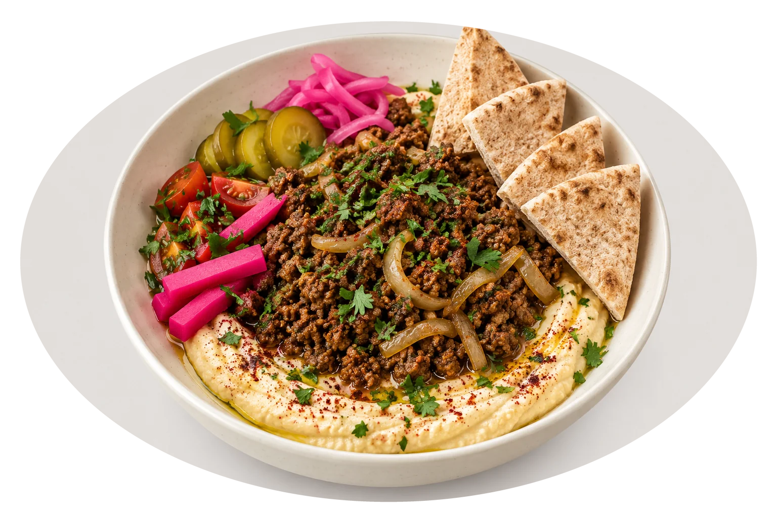 Hummus Bowls with Spiced Lamb