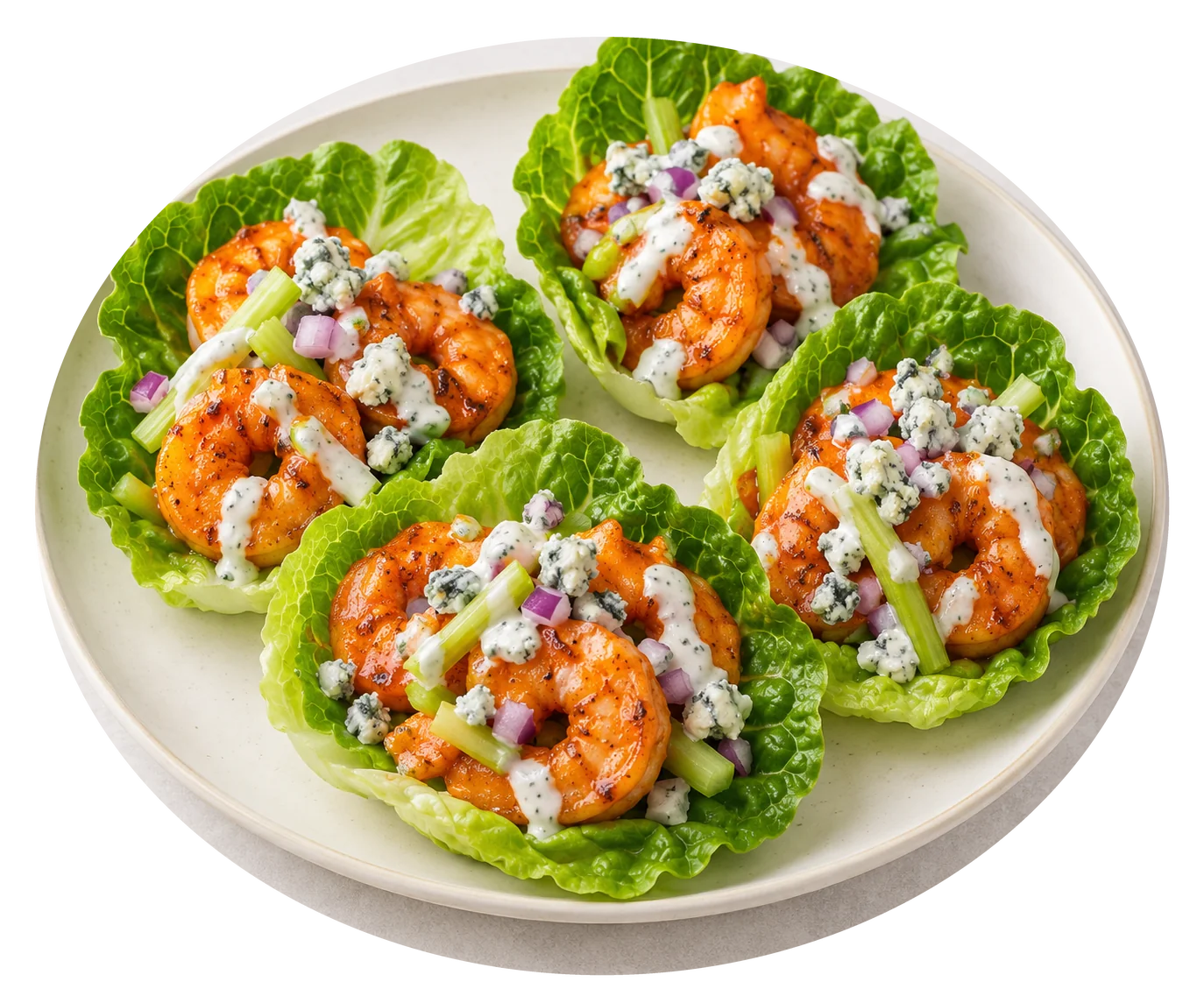 Buffalo Shrimp Lettuce Wraps