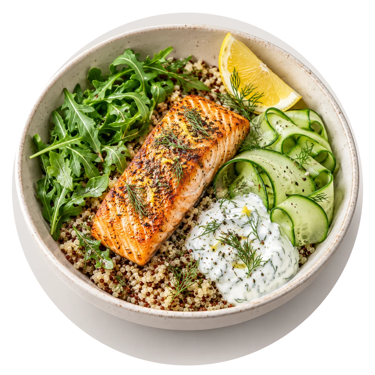 Salmon Quinoa Bowls with Dill Yogurt