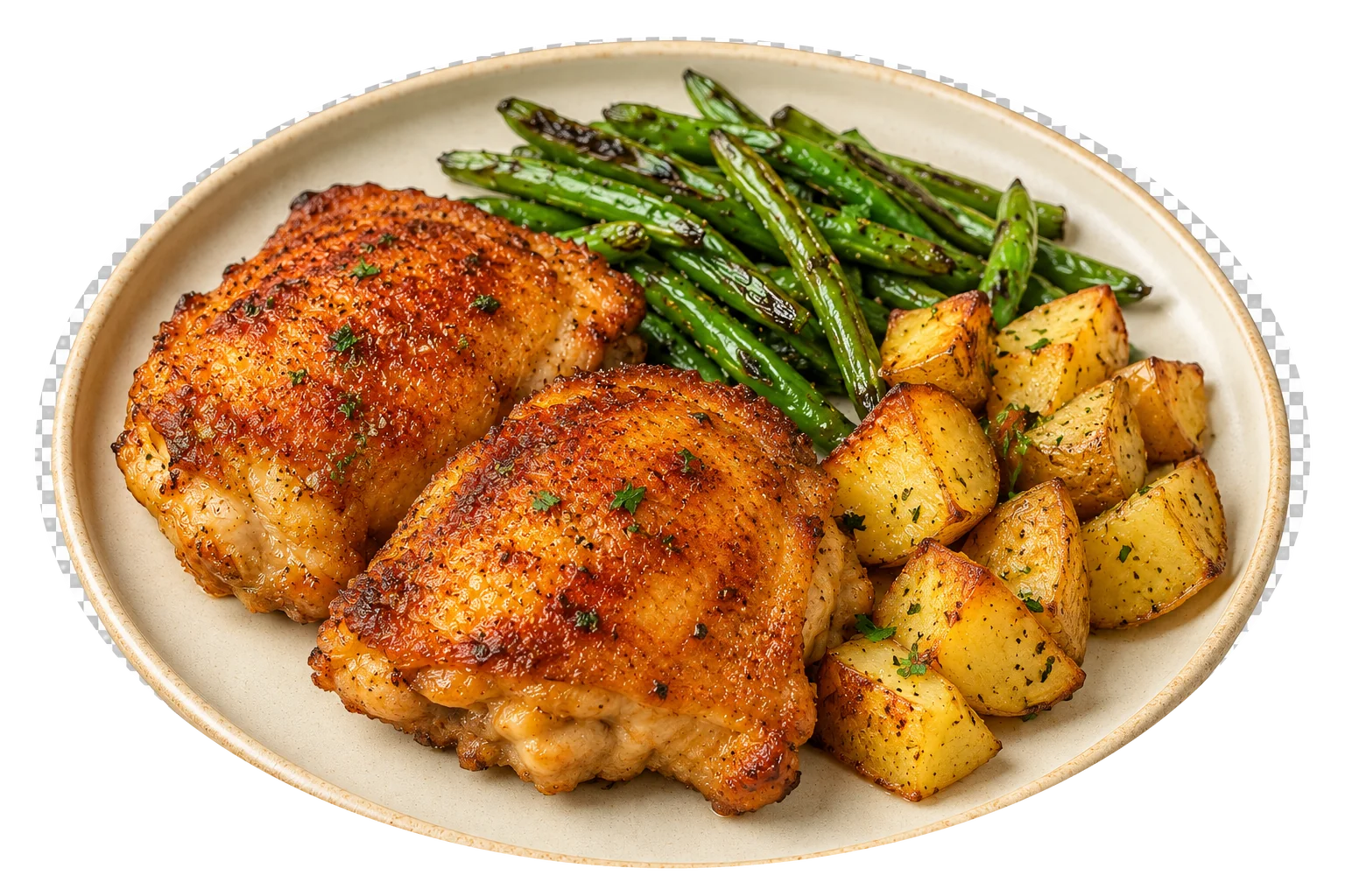 Air Fryer Chicken Thighs with Green Beans