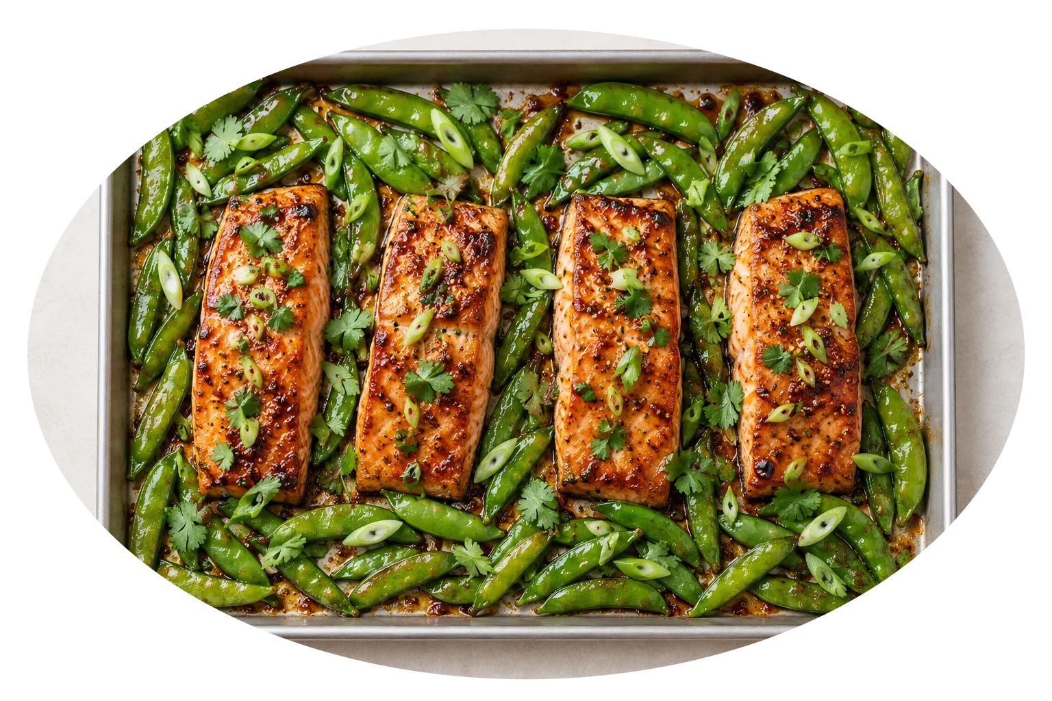 Sheet-Pan Miso-Honey Salmon and Snap Peas