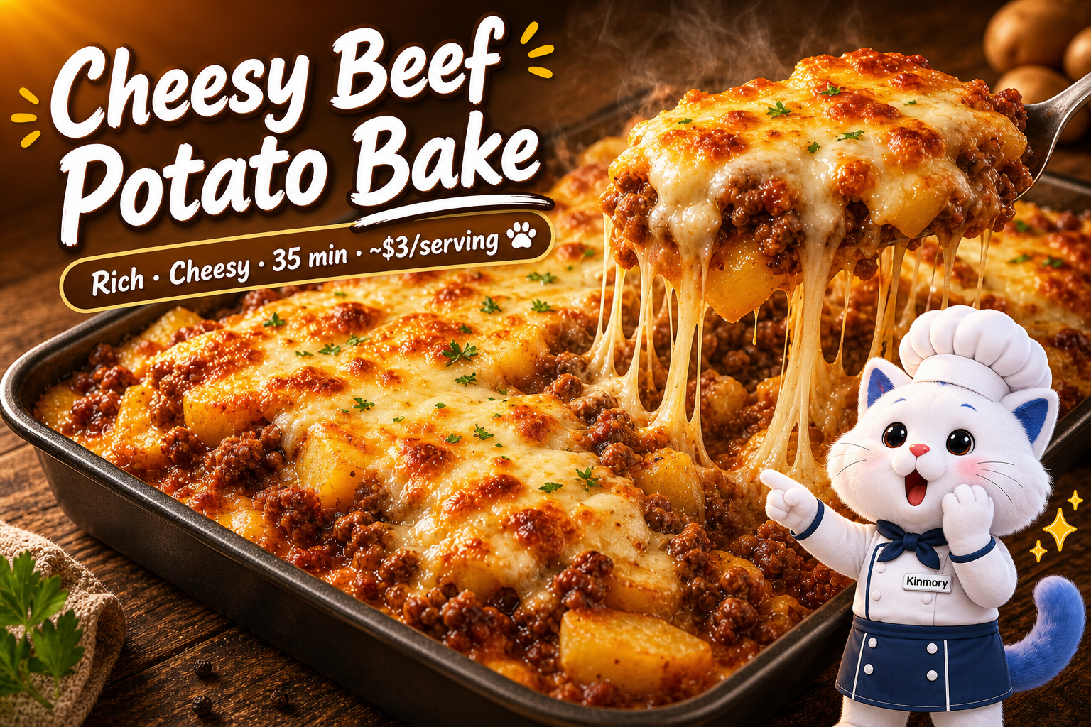 Cheesy Ground Beef & Potato Bake